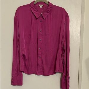 Pilcro Anthropologie Pink/Purple Button Down Satin Feel Shirt